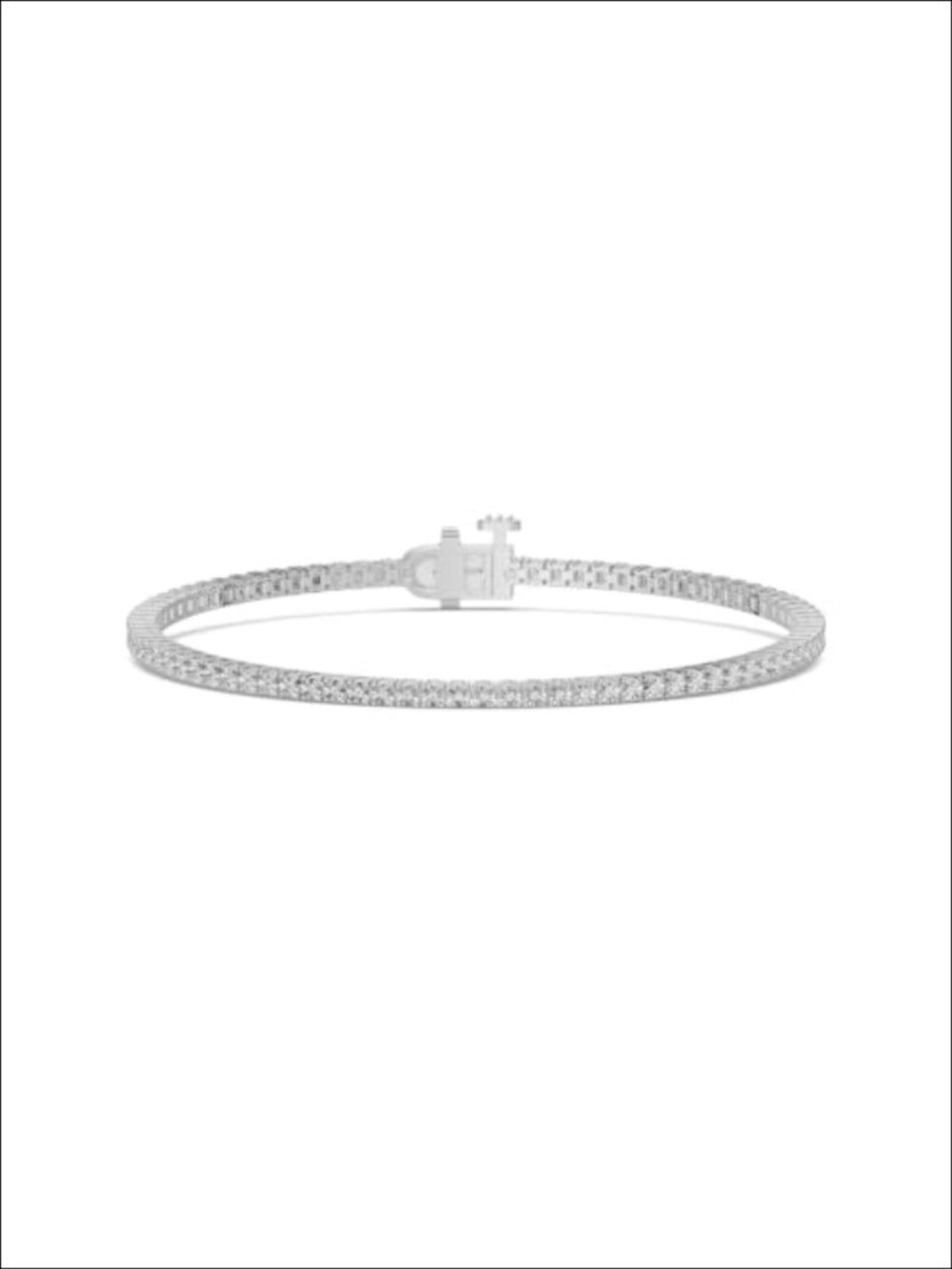 Sterling Silver Rhodium Plated Tennis Bracelet 7 Inch Minimalist Stackable